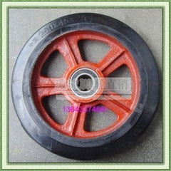 INPHIC-10吋橡膠輪實心輪雙軸承鑄鐵芯輪子腳輪推車配件 8個