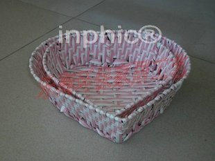 INPHIC-草柳編 手工編製 果籃 心形 果盤 糖 果盤 儲物盤