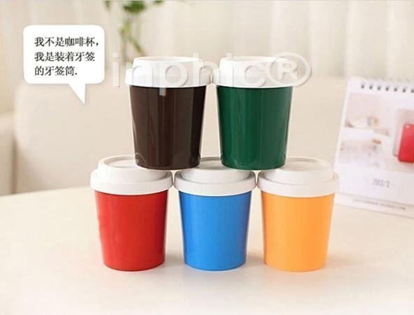 INPHIC-可愛糖果色咖啡杯牙籤筒 塑膠牙籤盒 調味瓶 罐 佐料盒50g(15個)