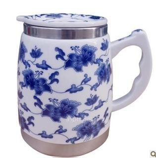 INPHIC-骨瓷釉中彩 景德鎮青花陶瓷茶壺茶杯 個人保溫杯辦公杯水杯