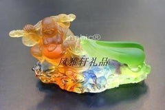 INPHIC-宗教 招財彌勒佛 古法琉璃 時尚創意筆插 辦公實用擺飾 工藝品