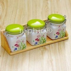 INPHIC-田園陶瓷密封罐儲物罐密封瓶防潮調味罐六件套