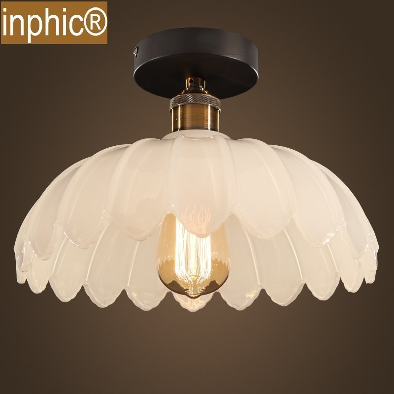 INPHIC-簡約美式鄉村復古燈蓮花吸頂燈餐廳吧台咖啡廳玻璃燈具 大款直徑30cm
