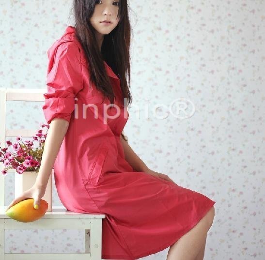 INPHIC-雨具 超輕薄速乾西瓜紅色 大人成人時尚可愛雨衣