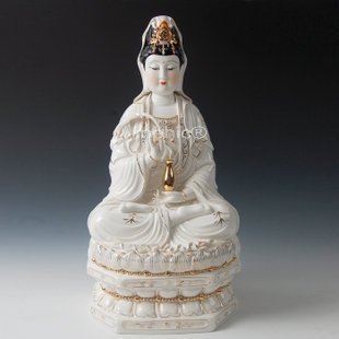 INPHIC-開運 佛像觀世音菩薩陶瓷20吋坐古蓮金彩觀音佛像