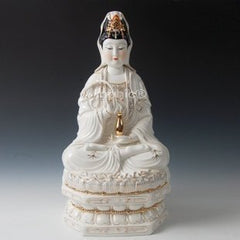 INPHIC-開運 佛像觀世音菩薩陶瓷20吋坐古蓮金彩觀音佛像