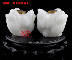INPHIC-開運 開光白色三蟾獻財石雕擺件旺八白財星屬豬化太歲開運吉祥物(一對送底座)