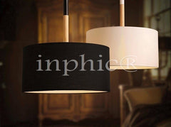 INPHIC-北歐實木客廳書房臥室布藝燈罩簡約現代咖啡廳火鍋店吊燈 直徑36CM