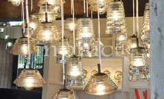 INPHIC-簡約單頭玻璃吊燈吊燈咖啡廳酒吧吧檯燈彩色餐廳吊燈三頭 A款琥珀色