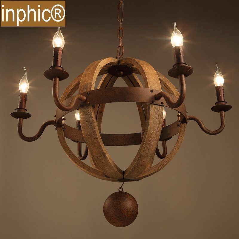 INPHIC-復古吧臺美式鄉村工業餐廳客廳歐式創意威士忌酒桶吊燈 6頭吊燈