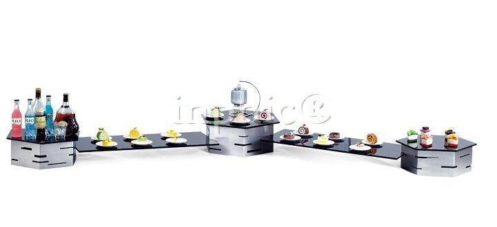 INPHIC-蜂巢多功能六角自助餐展示架食品蛋糕不鏽鋼玻璃西餐會所酒店用品