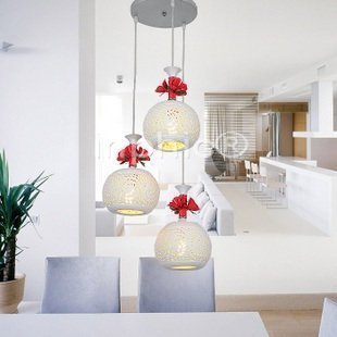 INPHIC-現代簡約餐廳陶瓷吊燈三頭單頭玫瑰鐵藝燈浪漫