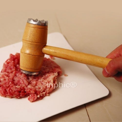 INPHIC-廚房必備 雙頭木柄肉錘 敲肉錘 剁肉錘 碎肉錘 180g(9個)