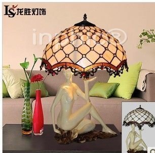 INPHIC-古典檯燈 歐式客廳 古典臥室藍白 床頭美女體藝術檯燈