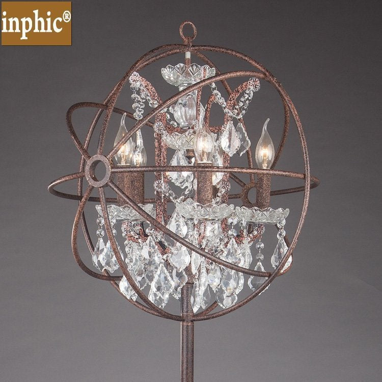 INPHIC-美式鄉村水晶落地燈 歐式復古鐵藝落地燈 臥室書房客廳水晶燈
