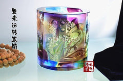 INPHIC-宗教 開光擺件琉璃商務書法辦公用品家庭平安吉祥魚來運轉筆筒