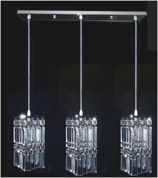 INPHIC-3頭餐廳吊燈 水晶吊燈  方形水晶吊燈　黑白配百搭