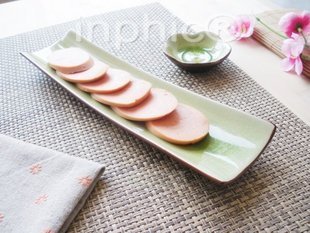 INPHIC-壽司盤  長條盤點心盤瓷盤 餐具日式和風綠色冰裂盤子0.4kg