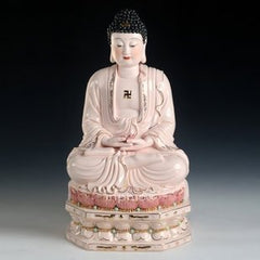 INPHIC-佛像 金彩佛像 18吋坐蓮臺玉紅如來三寶佛阿彌陀佛