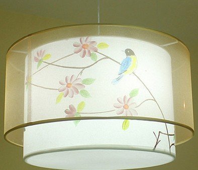 INPHIC-中式手繪畫透紗吊燈 茶樓會所吊燈酒店吧臺 田園餐廳燈