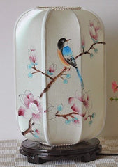 INPHIC-木藝絲光布手繪檯燈 中式復古臥室床頭燈會所茶樓簡約檯燈