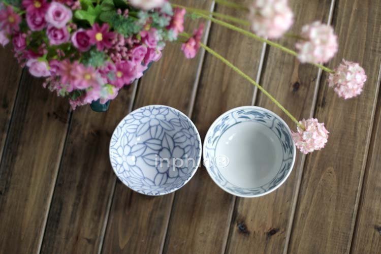 INPHIC-陶瓷餐具日本料理米飯碗2花可選青花碗常用米飯碗高台缽