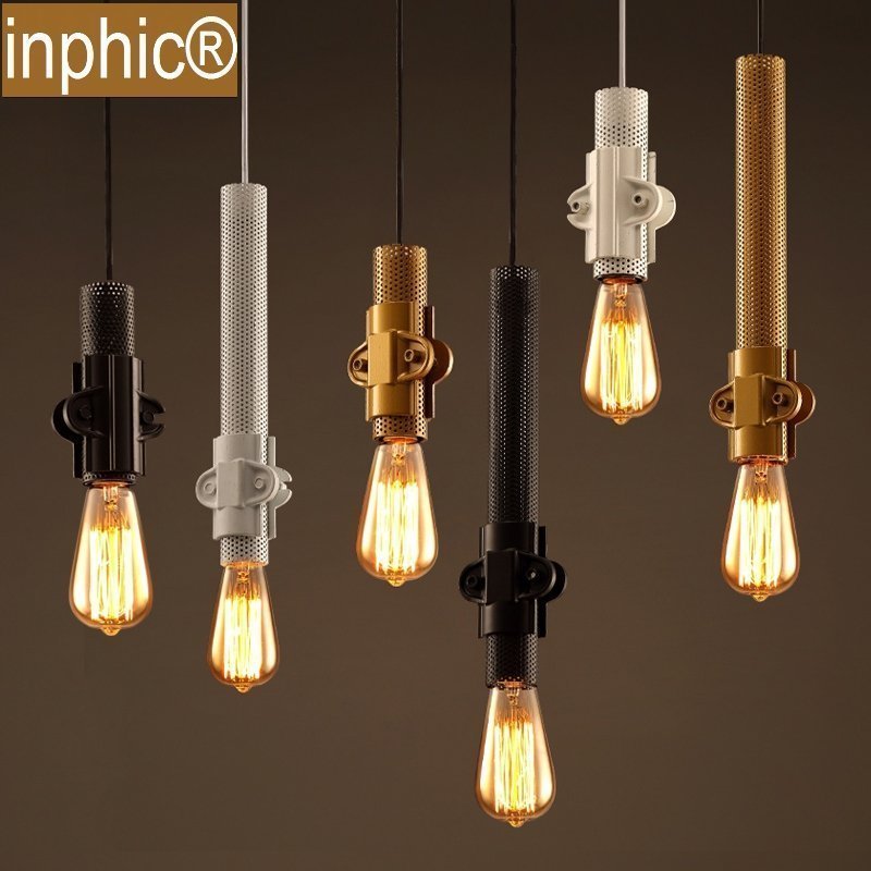 INPHIC-loft吊燈創意餐廳咖啡館吧臺個性復古簡約愛迪生吊燈鐵藝單頭吊燈 大款金色