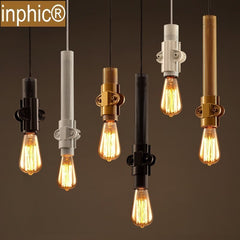 INPHIC-loft吊燈創意餐廳咖啡館吧臺個性復古簡約愛迪生吊燈鐵藝單頭吊燈 大款金色