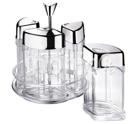 INPHIC-有機玻璃調味四味架/套裝/收納盒/ 銀色