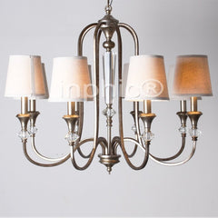 INPHIC-美式燈具客廳吊燈鐵藝燈田園鄉村燈八頭布藝燈罩臥室燈歐式燈