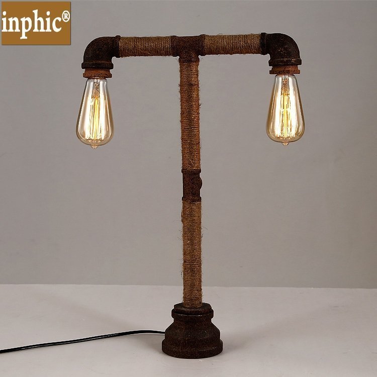 INPHIC-美式復古水管檯燈 歐式創意床頭燈loft工業麻繩燈客廳吧檯燈