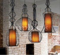 INPHIC-美式吧檯燈復古燈具客餐廳臥室燈大貴族鐵藝工業鳥籠吊燈 ABCD長條組合一套