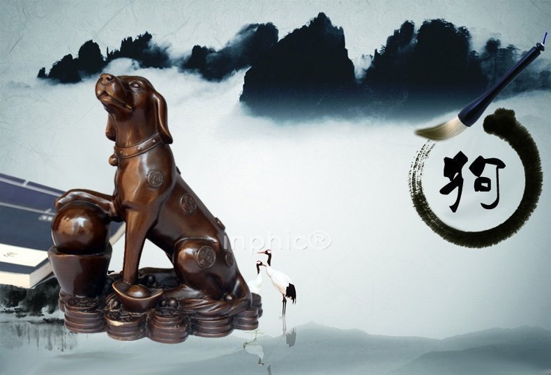INPHIC-開運 精品開光純銅招財銅狗擺件家仿古居裝飾品工藝品生肖銅狗擺件