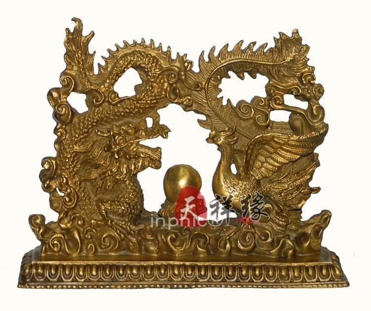INPHIC-開運 銅龍鳳吉祥開光純銅龍和鳳凰擺件吉祥如意工藝品龍年吉祥物擺設