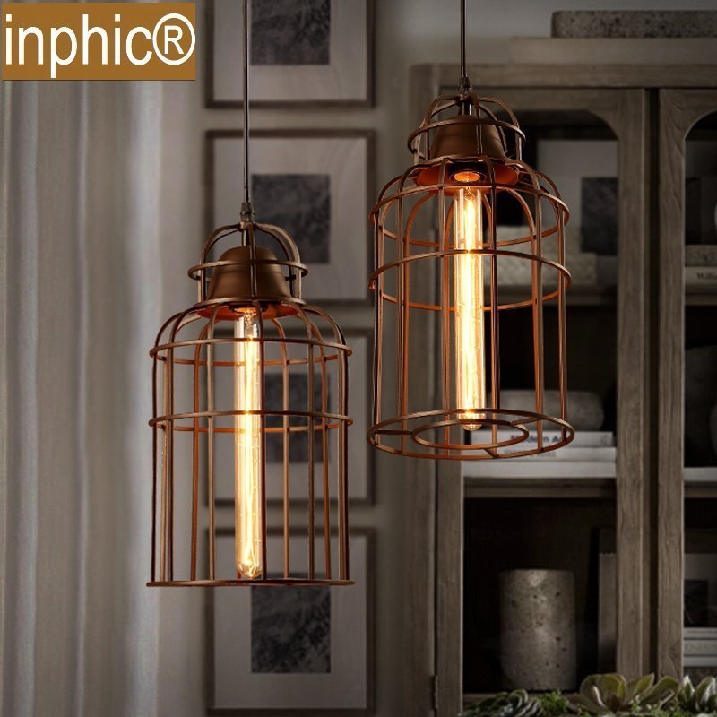 INPHIC-loft美式工業風吊燈工程鐵籠吊燈復古餐廳吧臺酒吧燈具