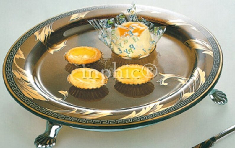 INPHIC-高級虎爪銀架玻璃果盤 沙拉盤 圓形水果盤 酒店KTV家居自助餐