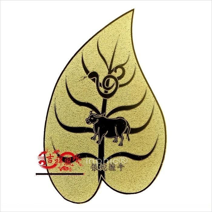INPHIC-宗教 開光菩提銀蛇纏牛金葉擺件 屬雞開運吉祥物擺件(套裝)