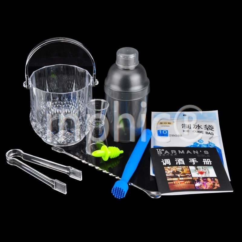 INPHIC-透明調酒器冰桶套裝PC樹脂調酒器透明量杯雞尾酒調酒套裝