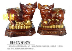 INPHIC-開運 福運如虹樹脂豬擺件一對 生肖豬 風水招財吉祥物家居創意