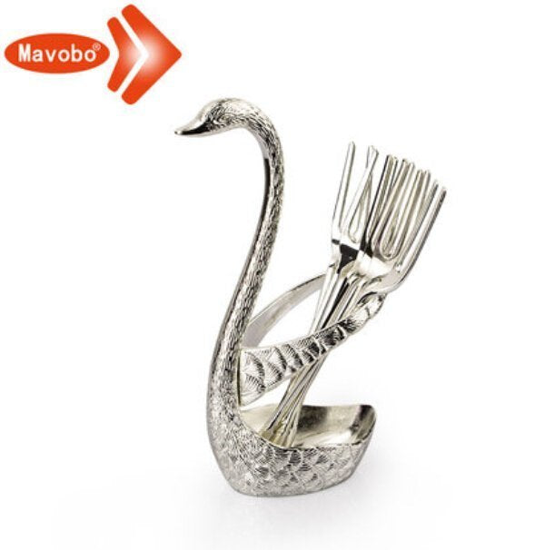 INPHIC-不銹鋼水果叉簽咖啡勺 湯匙韓國廚房小工具餐具套裝（單天鵝座）