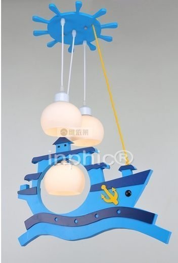 INPHIC-時尚設計兒童房燈具燈飾現代歐式卡通臥室燈 藍色粉色海盜船吊燈