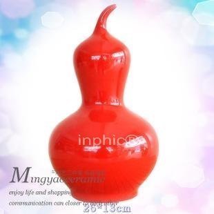 INPHIC-景德鎮 紅花瓶 招財葫蘆陶瓷花瓶 瓷 現代擺飾