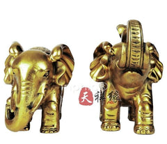 INPHIC-開運 開光銅象擺件 開光純銅如意元寶象工藝品招財鎮宅家居風水裝飾品(一對)