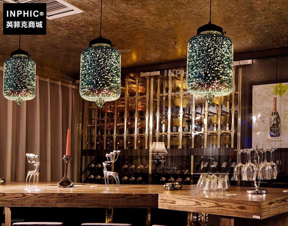 INPHIC-3D餐廳燈浪漫臥室吊燈店鋪吧臺特色工業風漫咖啡會所展廳玻璃燈具