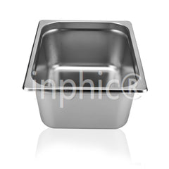 INPHIC-1/2份數盆15CM高美式不鏽鋼 份數盤 食堂盛菜盆 飯菜方盆