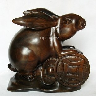 INPHIC-開運 越南紅木工藝品木雕風水擺飾 生肖招財兔 可愛