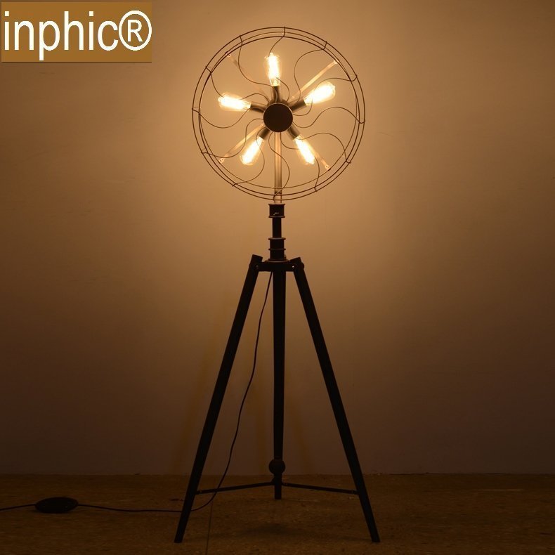 INPHIC-美式鄉村復古工業客廳臥室個性創意裝飾電風扇落地燈