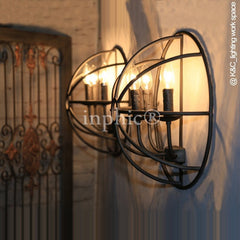 INPHIC-美式工業風三頭蠟燭咖啡廳壁燈 酒吧  復古鐵藝牆壁燈