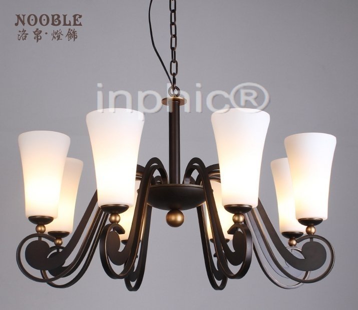 INPHIC-美式燈具鐵藝吊燈客廳燈八頭田園燈飾北歐燈樓梯燈別墅工程燈