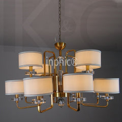 INPHIC-北歐鄉村布藝古銅水晶吊燈客廳酒店咖啡館8+4頭復古